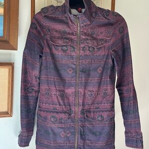 H&M Purple Utility Jacket with Geometric Print